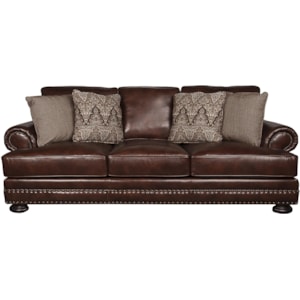 Bernhardt Foster Classic 100 Leather Sofa With Nailhead Trim And