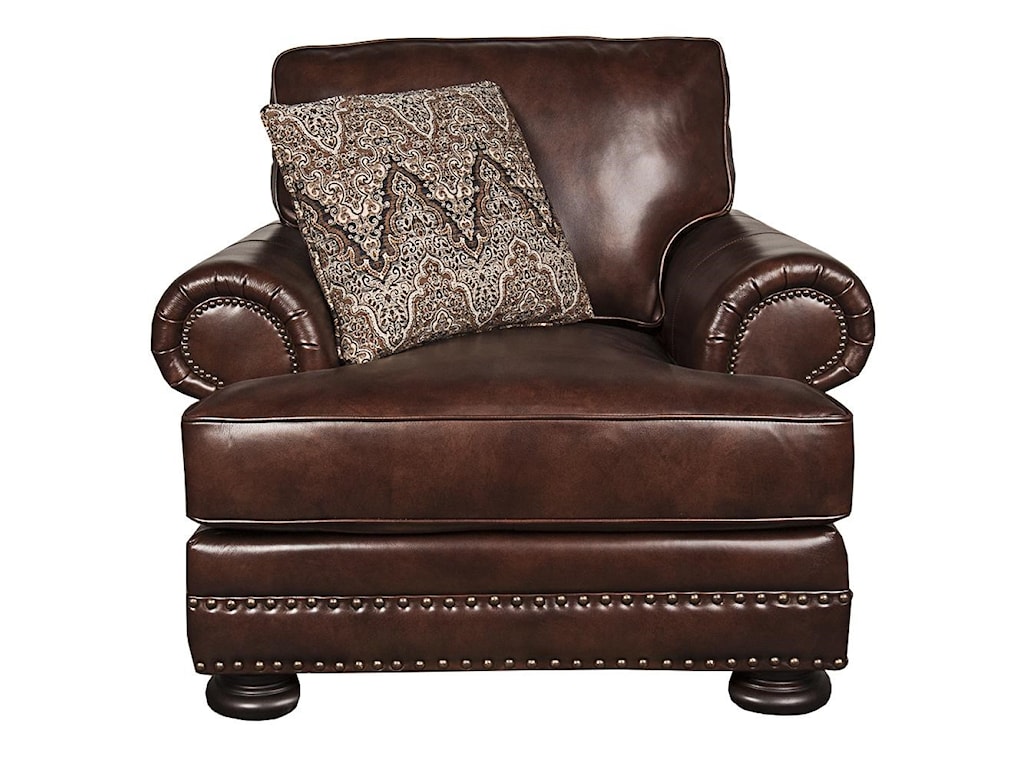 Bernhardt Foster 100 Leather Chair With Nailhead Trim And Down