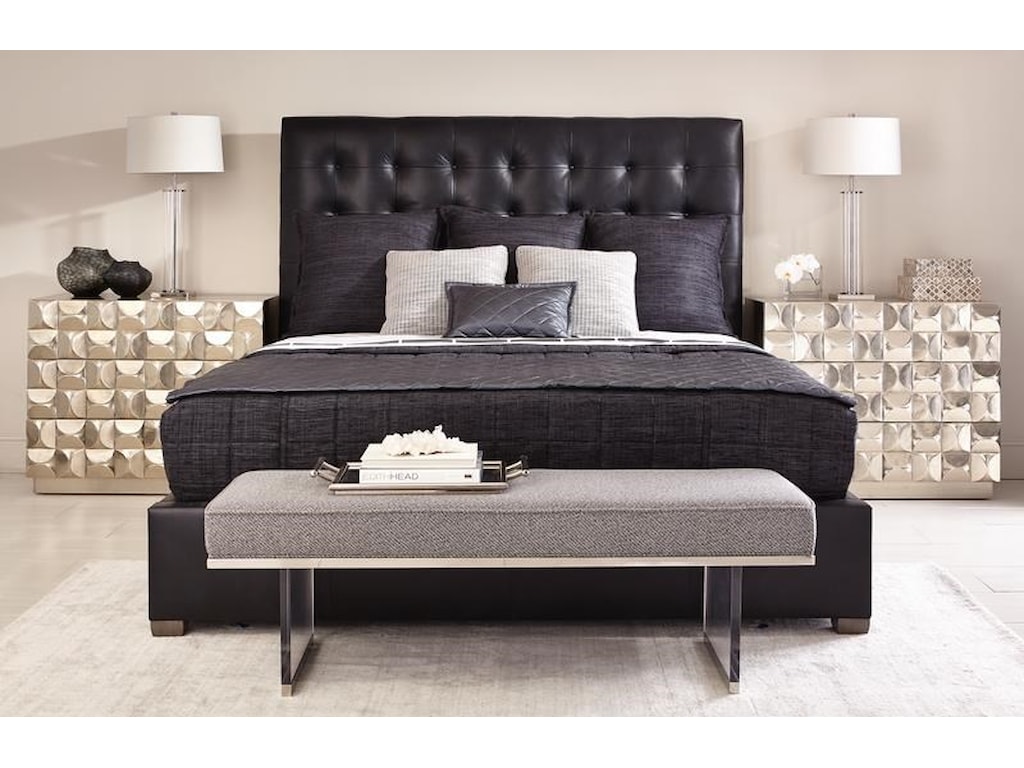 Bernhardt Interiors - AveryQueen Leather Button-Tufted Bed