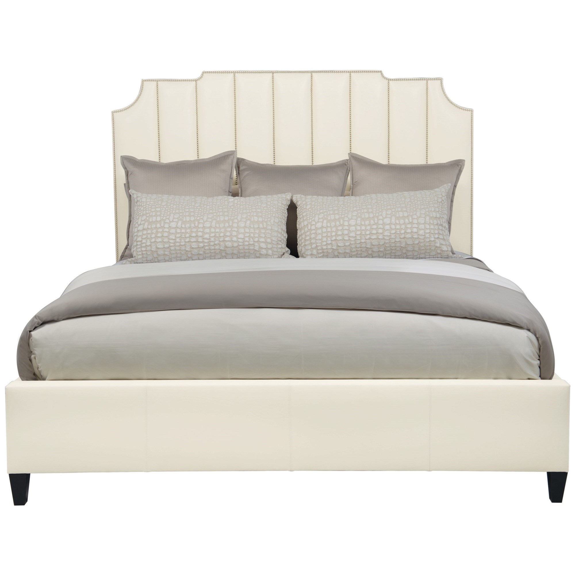 Bernhardt Interiors Bayonne 362 H56l 362 Ar6l King Leather Upholstered Bed With Nailhead Trim Dunk Bright Furniture Upholstered Beds