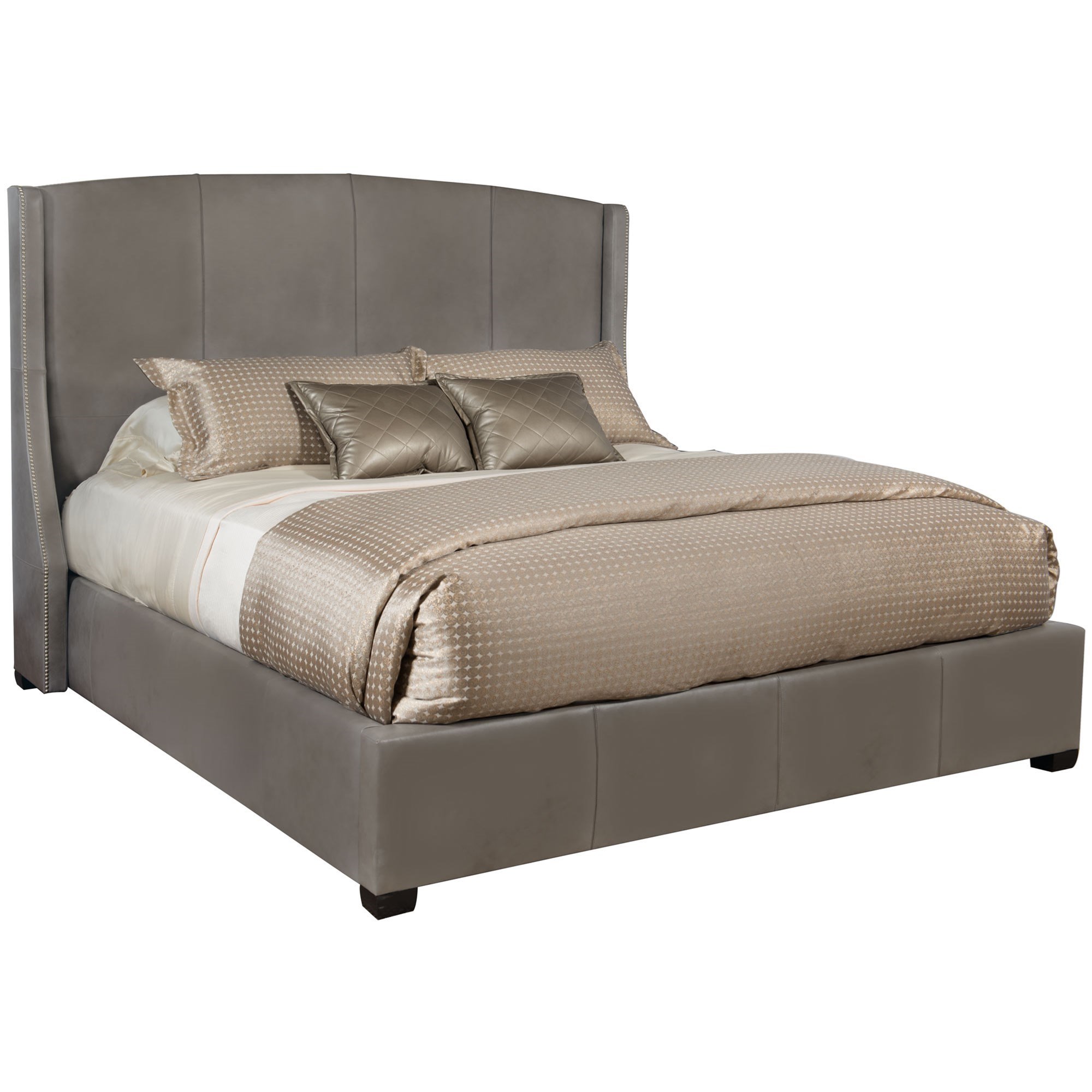 Bernhardt Interiors Beds King Size Cooper Leather Upholstered Wing Bed Belfort Furniture Upholstered Beds
