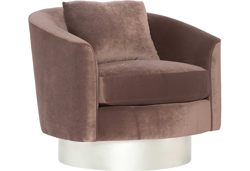 Bernhardt Interiors Camino Barrel Back Swivel Chair With Silver Leaf Finish Base Belfort Furniture Upholstered Chairs