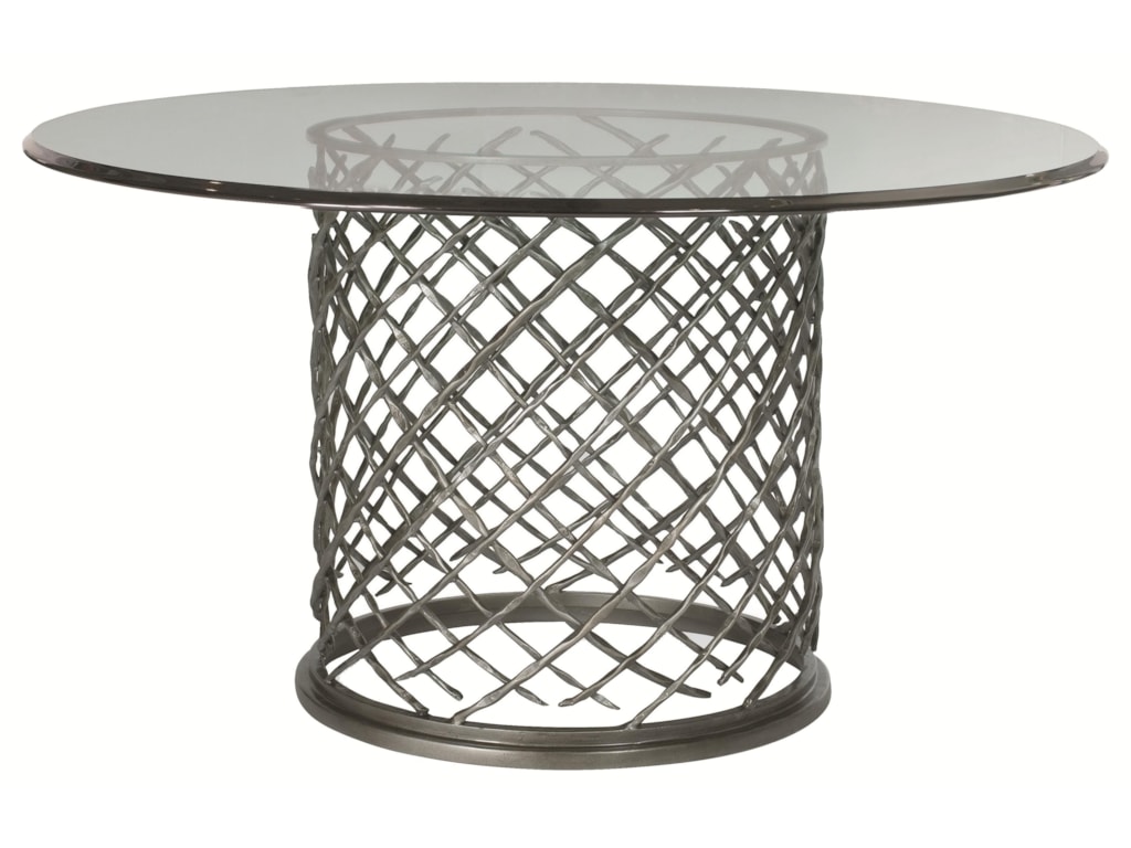 Bernhardt Hallam 998 054p 336 773 Modern Metal Dining Table With Bernhardt Hallamhallam Metal Table With Gl Top 54