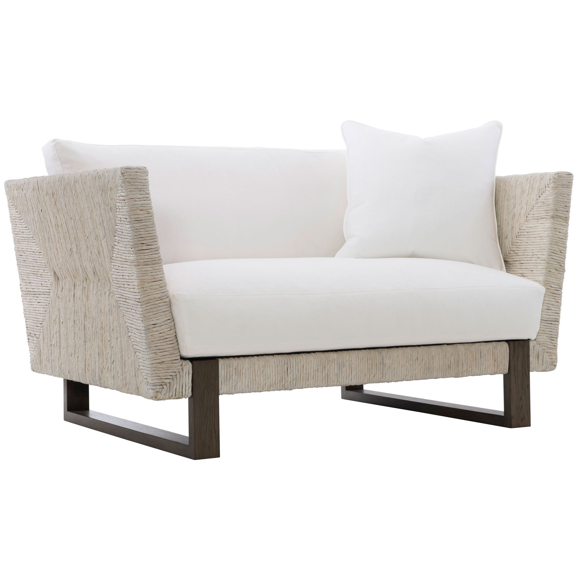 Bernhardt Interiors Maya Chair And 1 2 With Woven Abaca Throw Pillow And Metal Legs Belfort Furniture Chair A Half