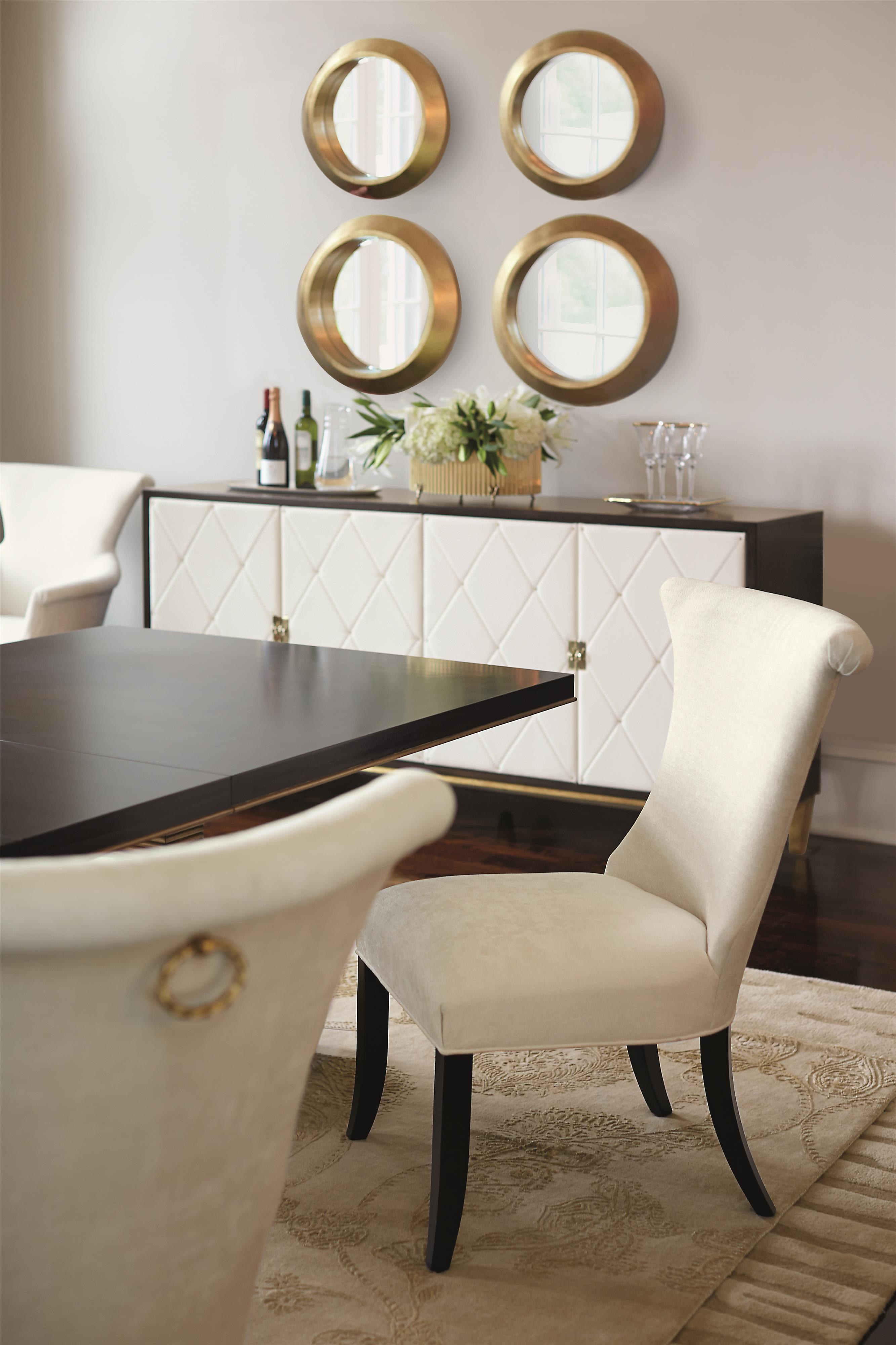 Bernhardt Jet Set Upholstered Side Chair With Ring Pull Hardware