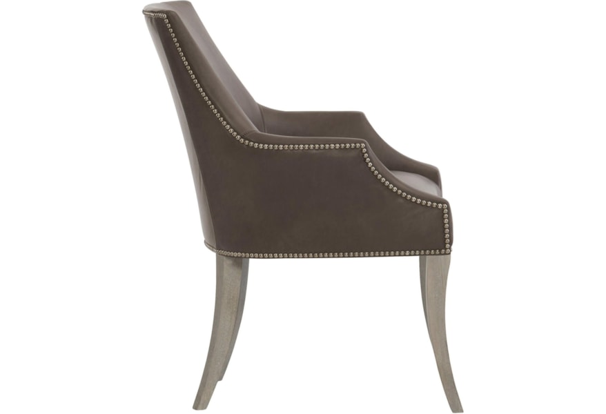 Bernhardt Keeley Leather Dining Chair With Nail Head Trim Jacksonville Furniture Mart Dining Arm Chairs