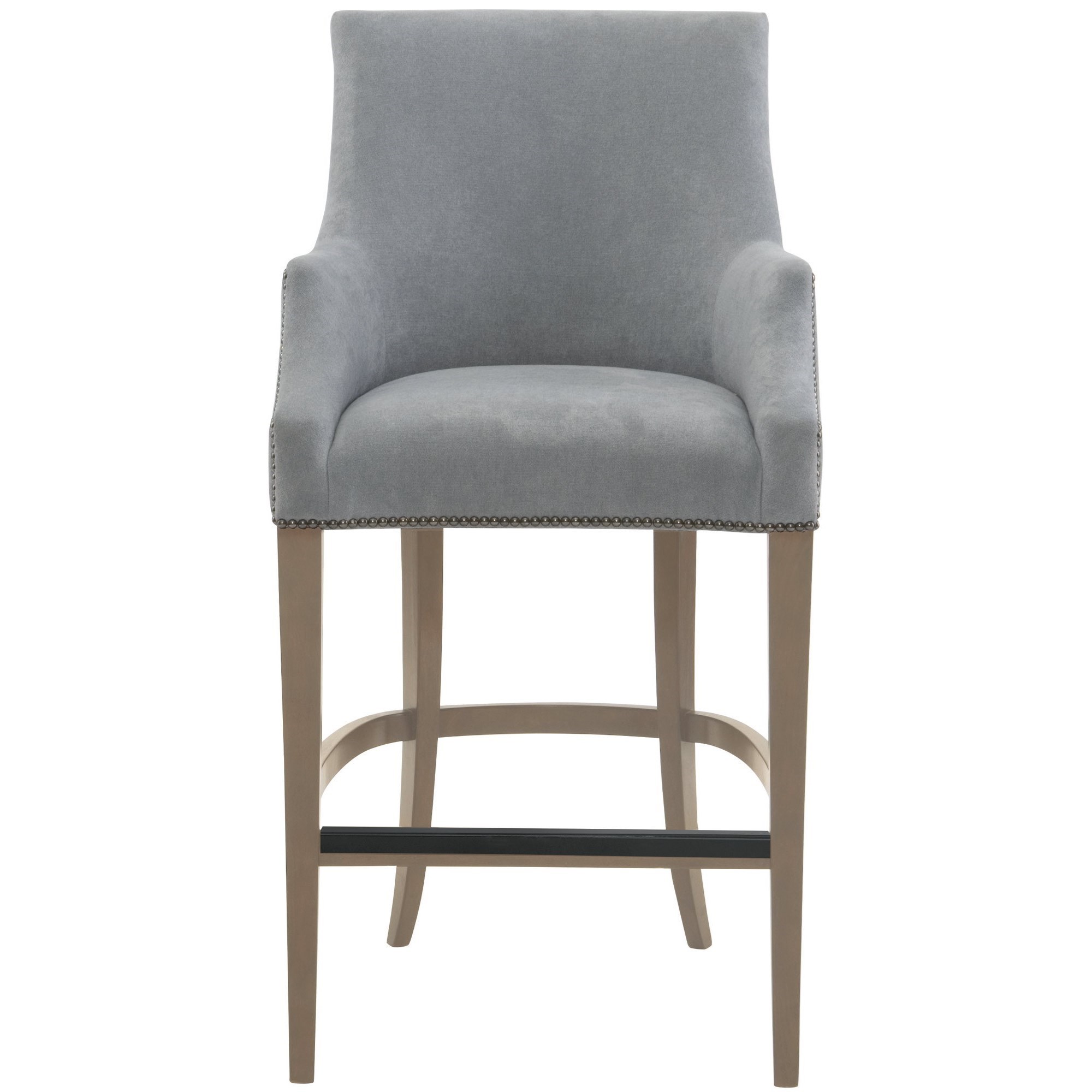 Bernhardt Keeley 348 588a Upholstered Bar Stool With Nail Head