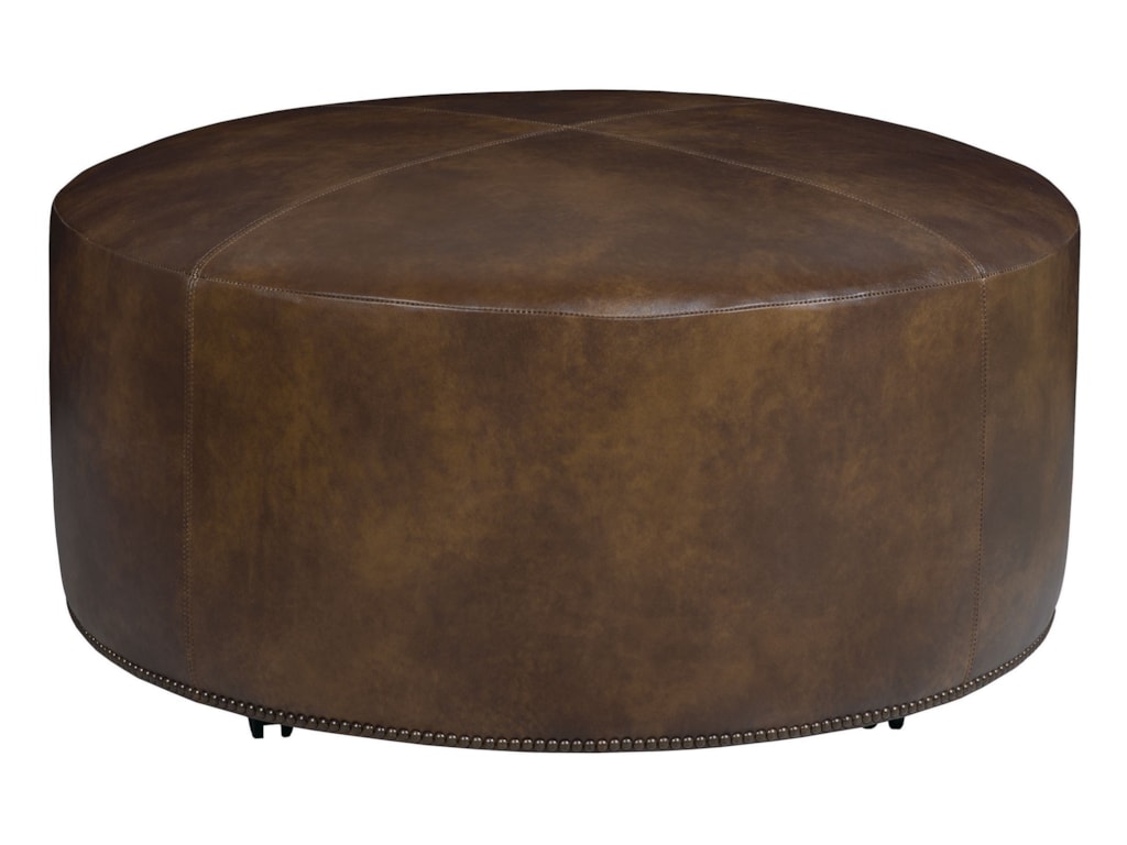 Bernhardt Lolo Round 40 Cocktail Ottoman With Nailhead Trim Howell Furniture Ottomans