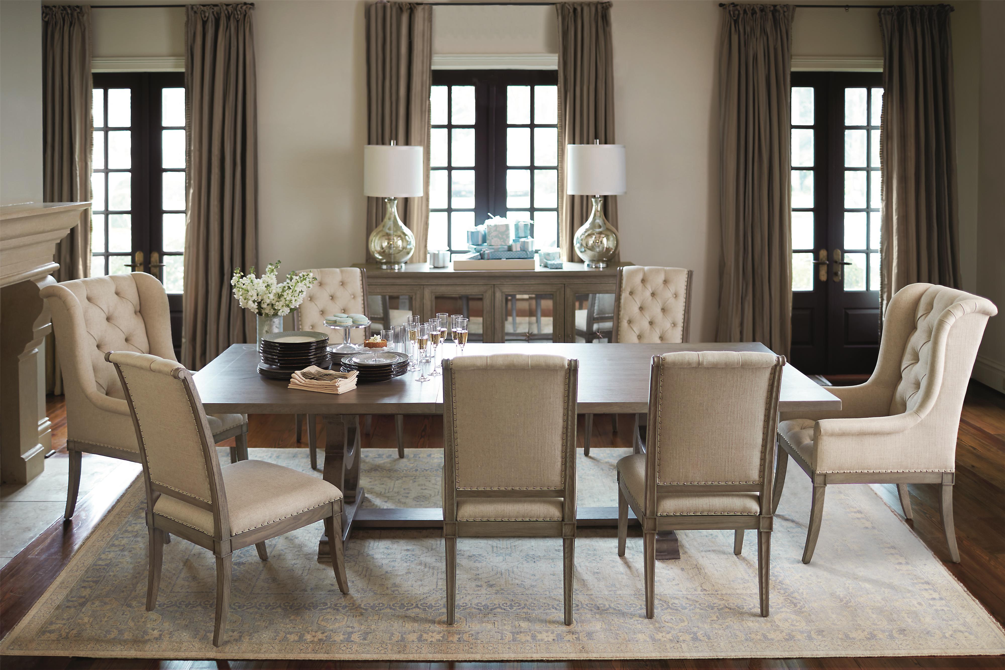 Bernhardt Marquesa 359 X48 Customizable Host Dining Chair With Rolled Arms Dunk Bright Furniture Dining Arm Chairs