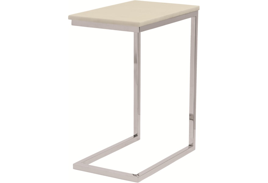 Bernhardt Marston Ivory Marble Pull Up Table With Stainless Steel