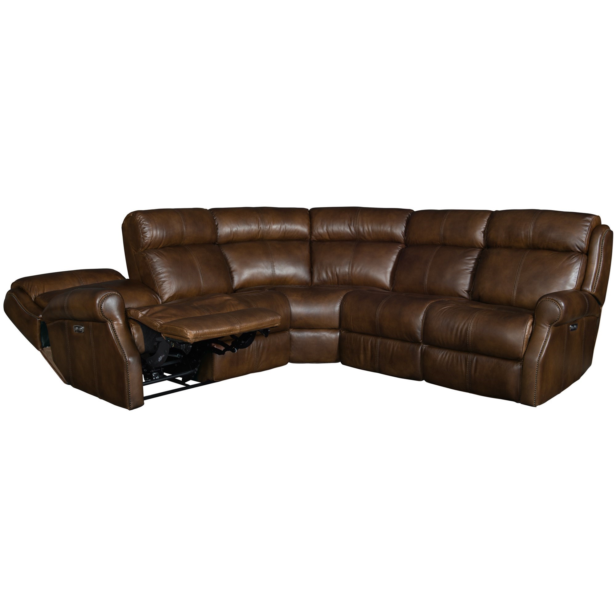Bernhardt Mcgwire Three Piece Power Reclining Leather Sectional Sofa With Power Tilt Headrests And Usb Charging Ports Stuckey Furniture Reclining Sectional Sofas