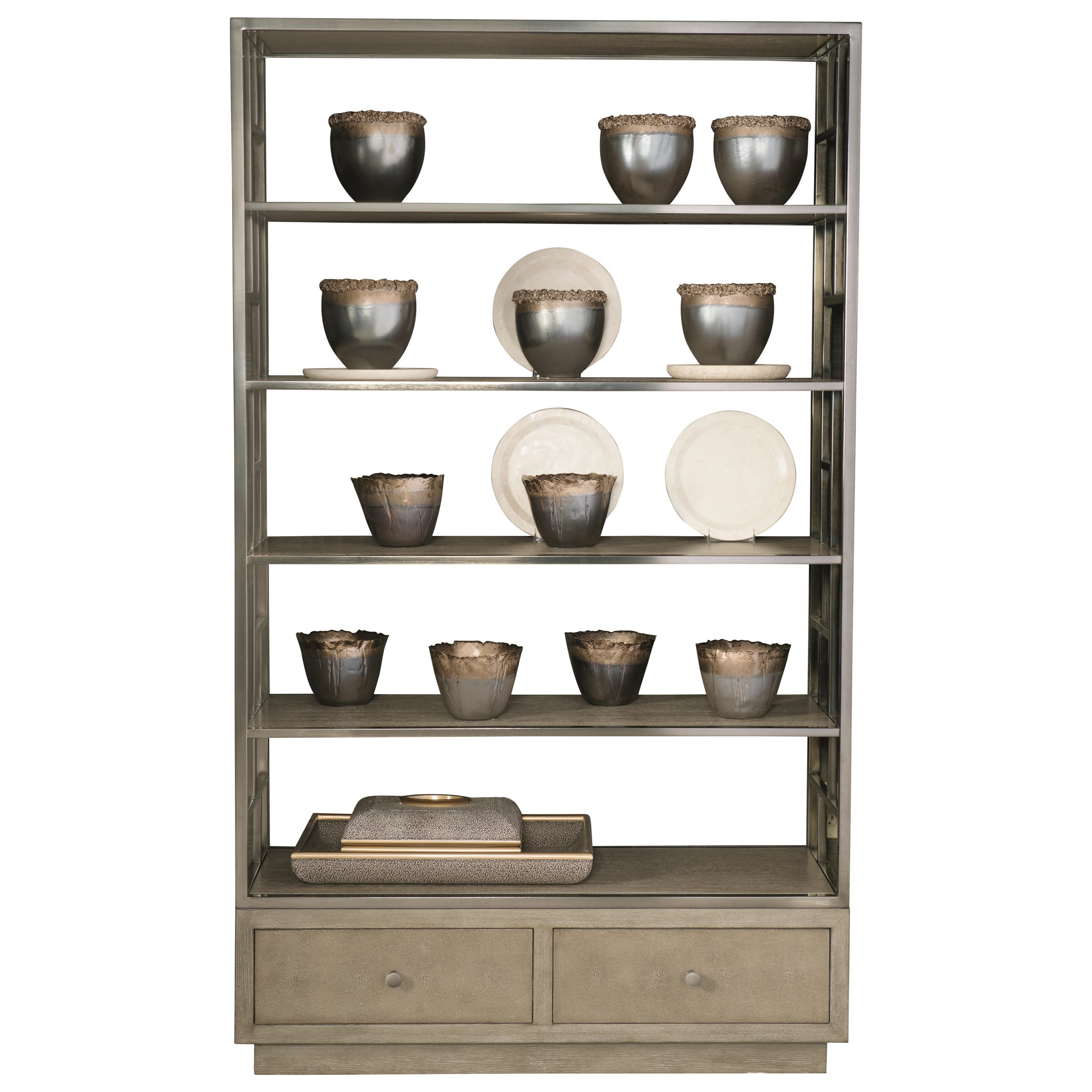 Bernhardt Mosaic 373 128 Five Shelf Etagere With Storage Drawers