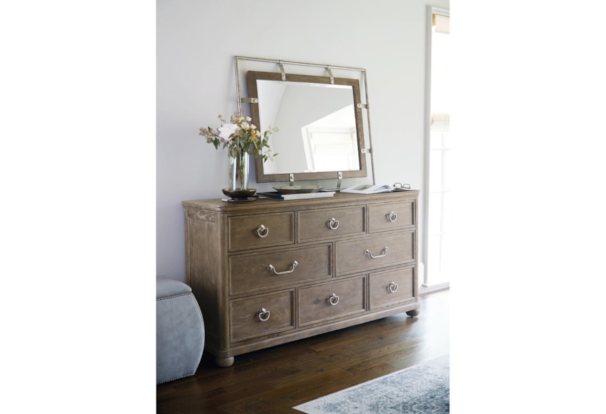 Bernhardt Rustic Patina Rustic 8 Drawer Dresser And Mirror Set