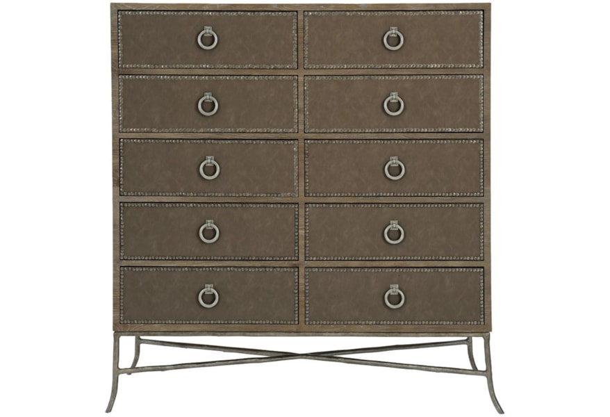 Bernhardt Rustic Patina Rustic Tall Chest With 10 Drawers And Nailhead Trim Sprintz Furniture Drawer Chests