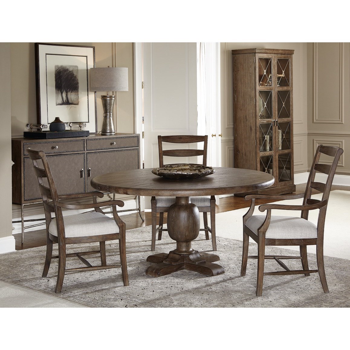 Bernhardt Rustic Patina Rustic Dining Room Curio With Adjustable