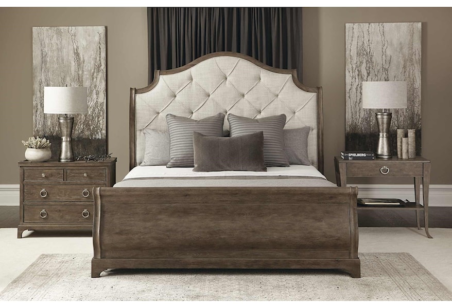 Bernhardt Rustic Patina 387 H33d 387 Fr3d Rustic King Upholstered Bed With Tufted Headboard O Dunk O Bright Furniture Upholstered Beds