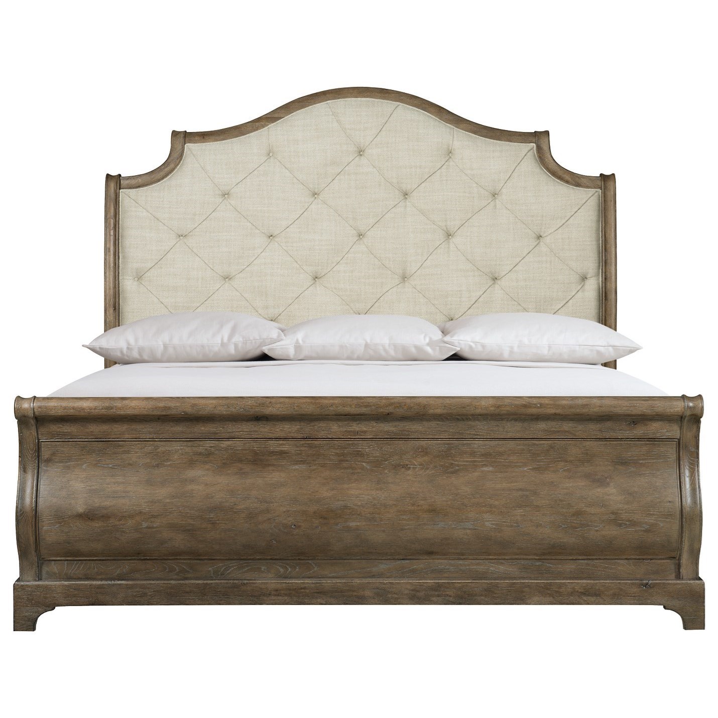 Bernhardt Rustic Patina Customizable Rustic King Upholstered Bed With Tufted Headboard Belfort Furniture Upholstered Beds