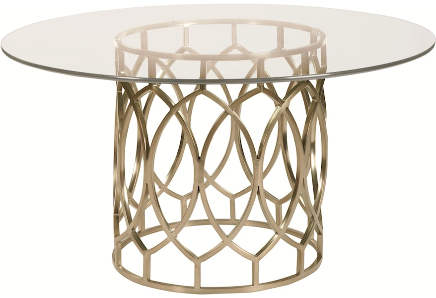 Bernhardt Salon Dining Table With Glass Top And Geometric Metal Base Sprintz Furniture Dining Tables