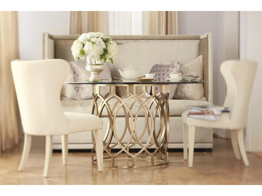 Bernhardt Salon Dining Table With Glass Top And Geometric Metal Base Howell Furniture Dining Tables