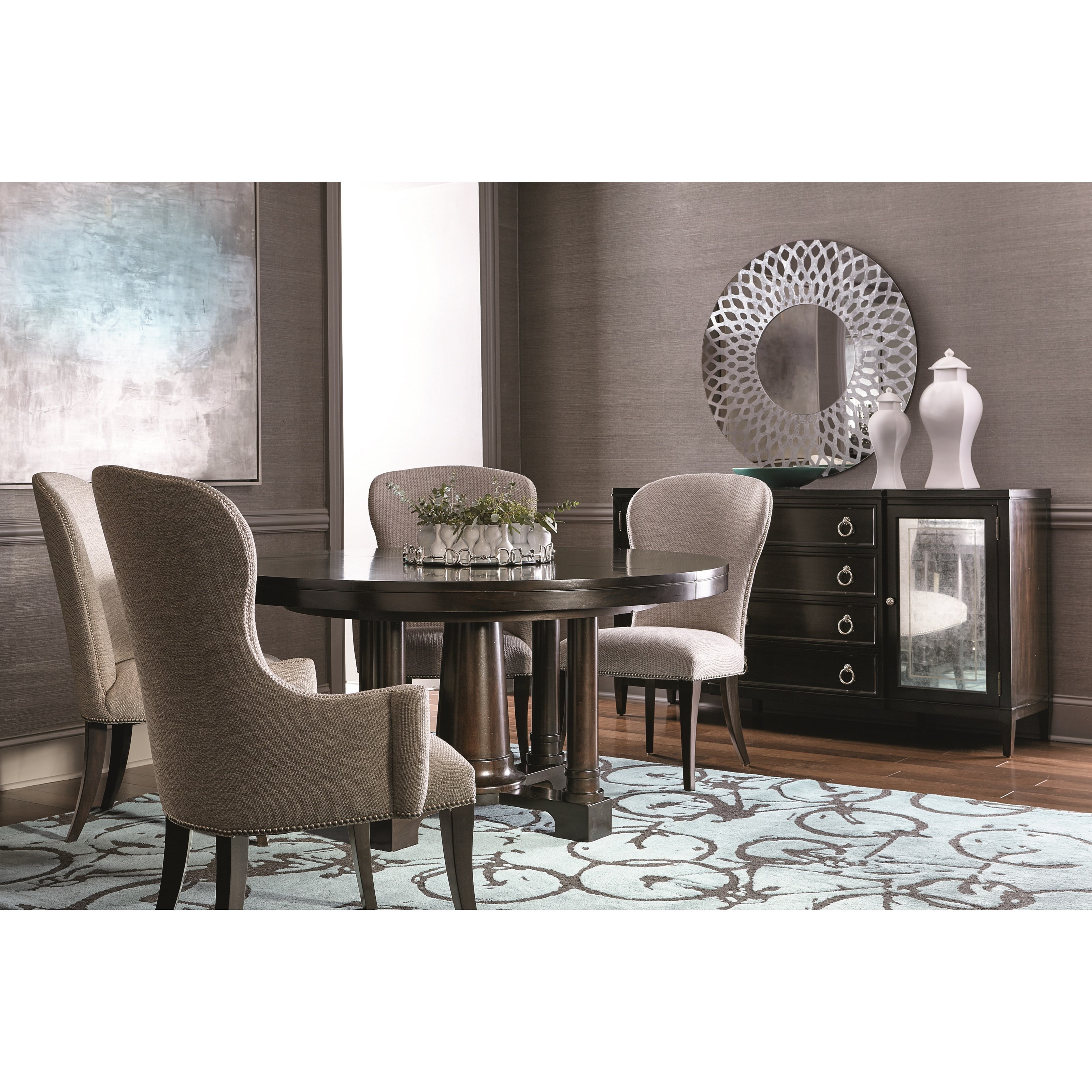 Bernhardt Sutton House Round Pedestal Dining Table With 20 Leaf Stuckey Furniture Dining Tables