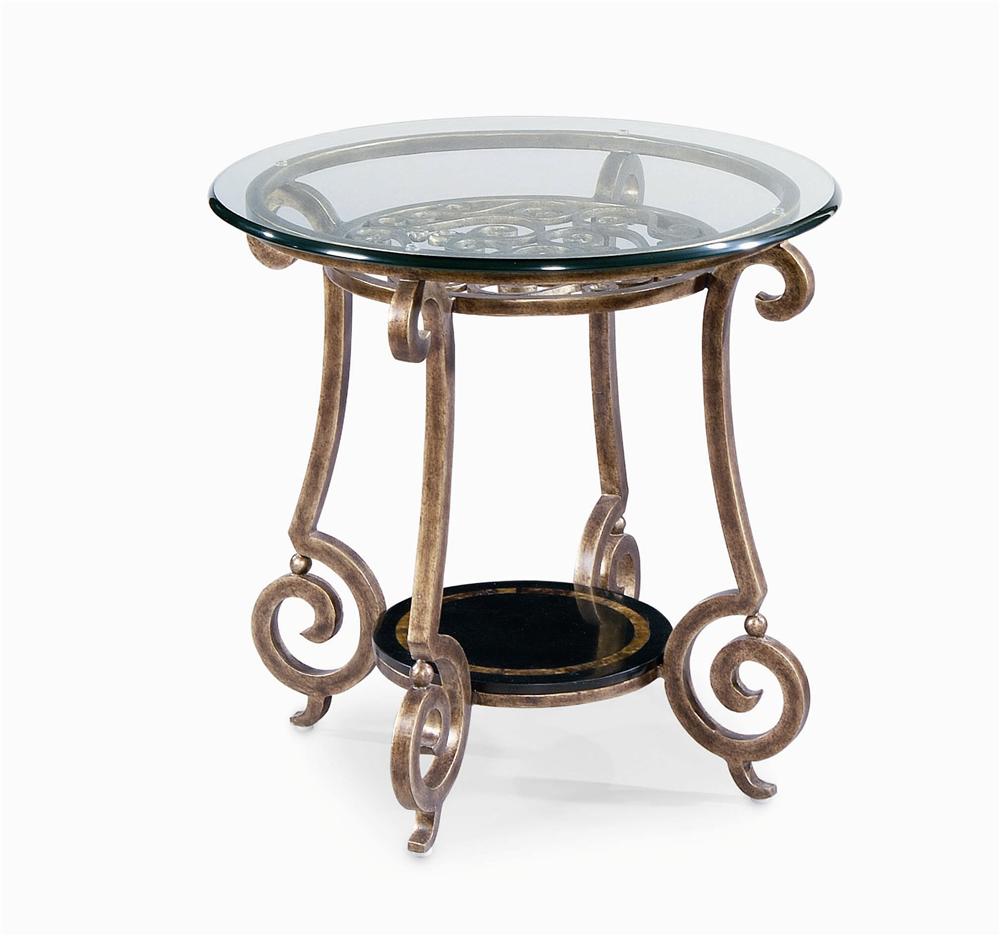 Bernhardt Zambrano Round End Table Base Glass Top Howell Furniture End Tables
