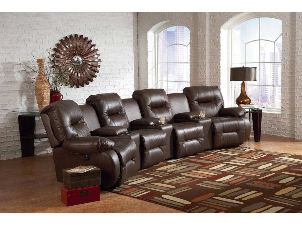 Best Home Furnishings Brinley 27 Pc Power Reclining Home Theater Group