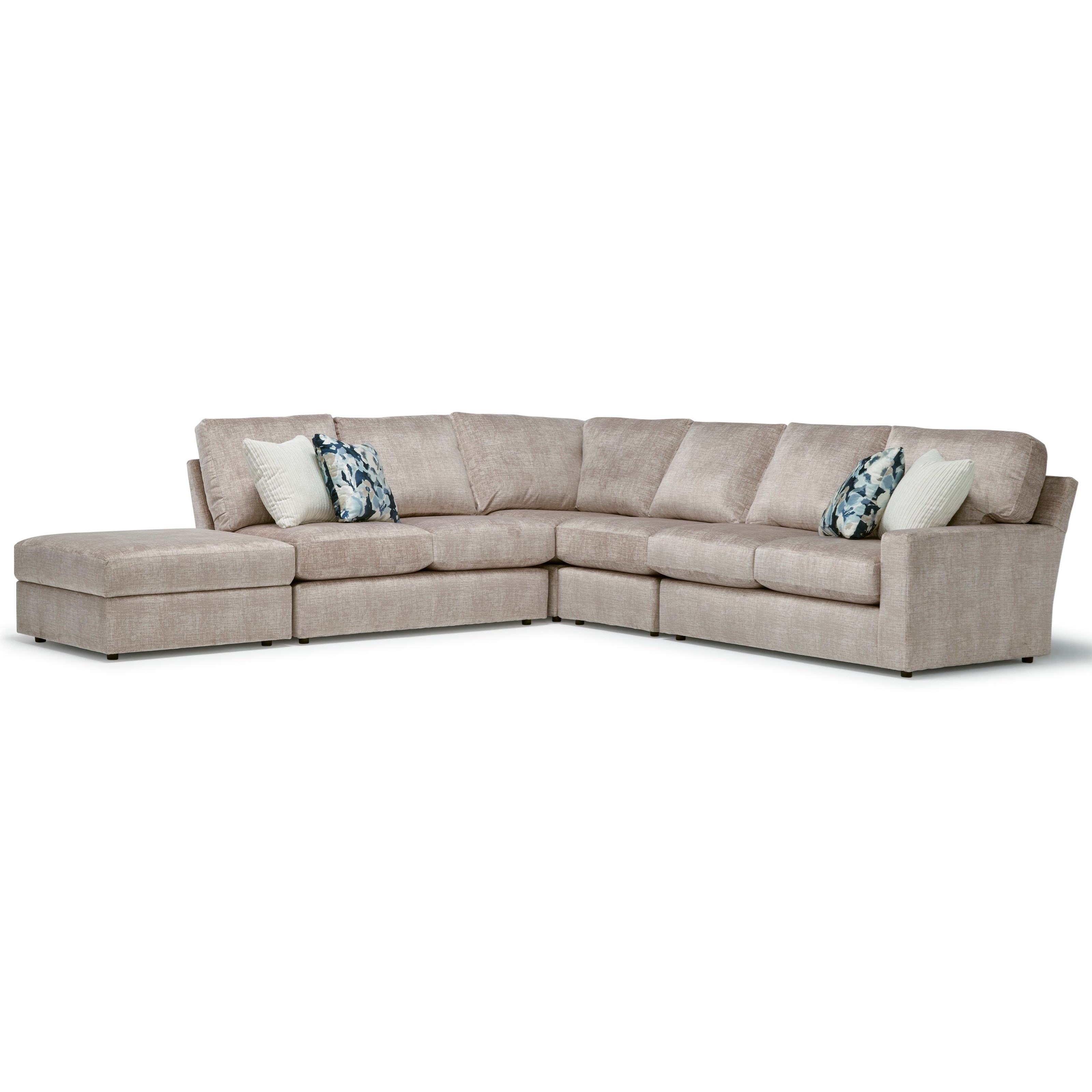 Best Home Furnishings Dovely FiveSeat Sectional Sofa with LAF Storage Ottoman Piece (Non