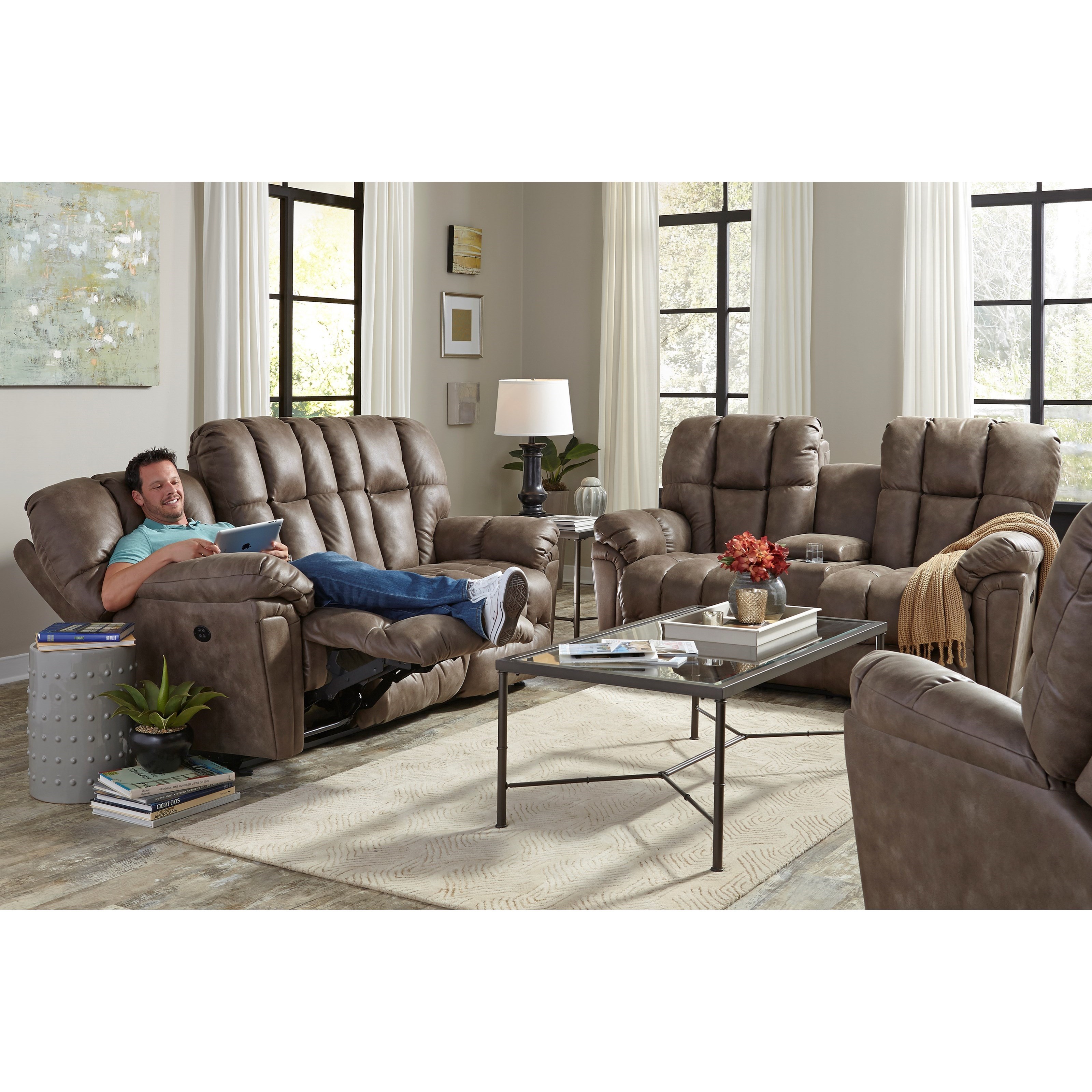Best Home Furnishings Lucas L856rc7 Casual Plush Rocking Reclining Loveseat With Drink Console Best Home Furnishings Reclining Loveseats