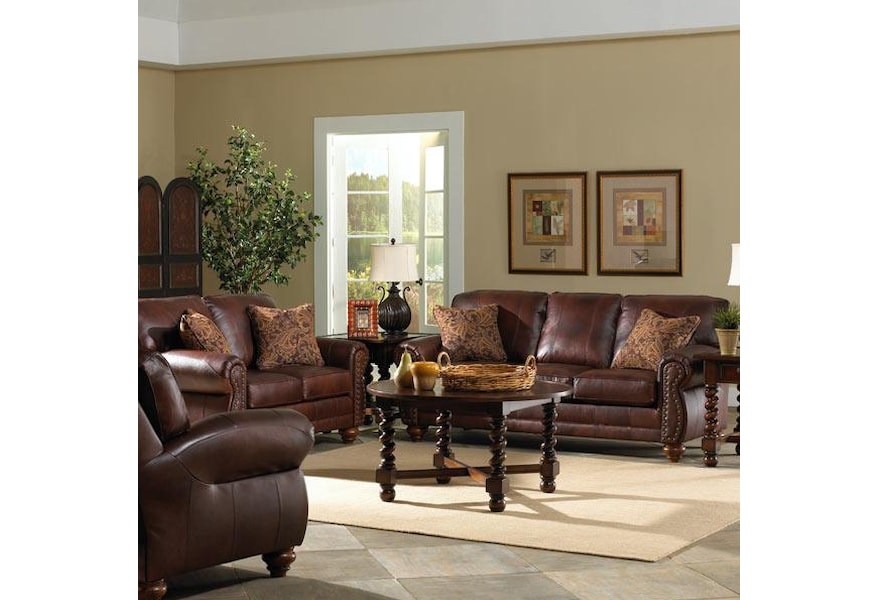 Best Home Furnishings Noble Leather Match Stationary Sofa With