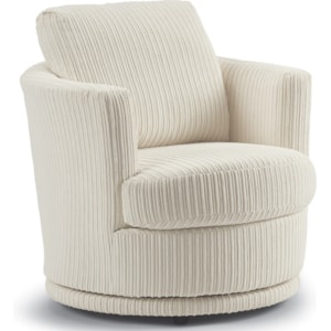 Best Home Furnishings Tina Mid Century Modern Swivel Barrel Chair Zak S Home Upholstered Chairs