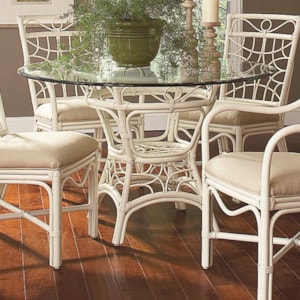 Braxton Culler 909 909 075 Tropical Rattan Dining Table With 48 Round Beveled Glass Top Hudson S Furniture Dining Room Table