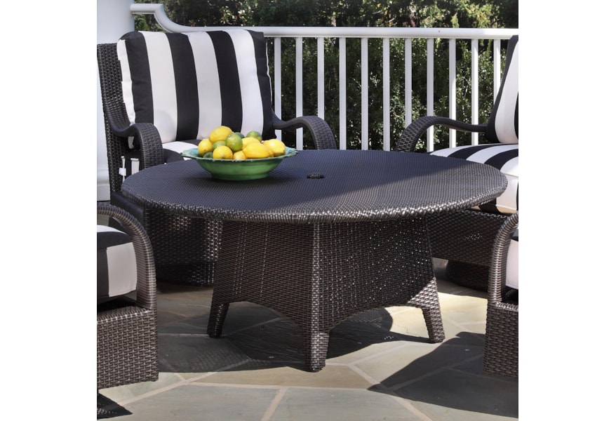 Braxton Culler Brighton Pointe Round Chat Table W Umbrella Hole Story Lee Furniture Outdoor Cocktail Coffee Table