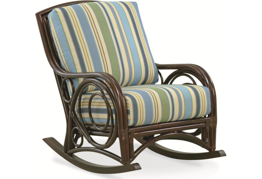 Braxton Culler Cotton House 919 919 102 Rattan Wicker Rocking Chair With Upholstered Seat And Back Hudson S Furniture Upholstered Rocker