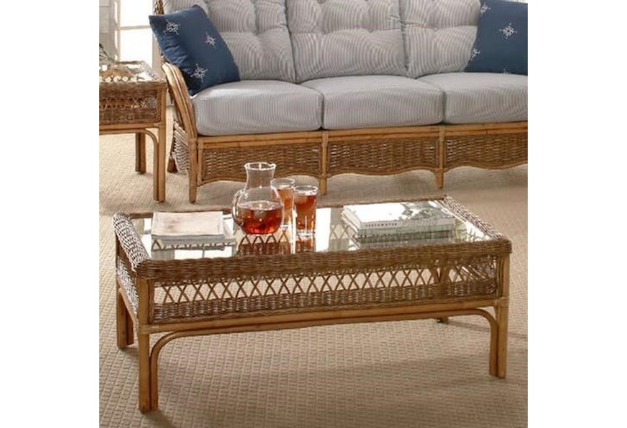 Braxton Culler Nassau Wicker Coffee Table With Glass Top Johnny Janosik Cocktail Coffee Tables