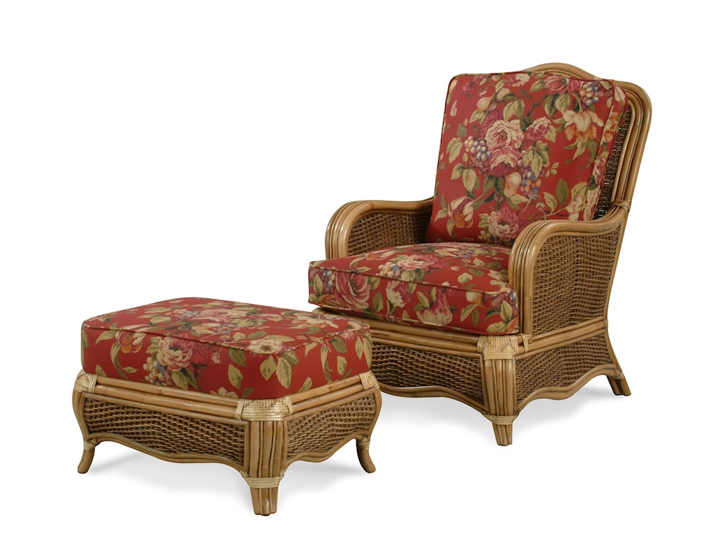 Braxton Culler Shorewood Tropical Rattan Chair And Ottoman Set