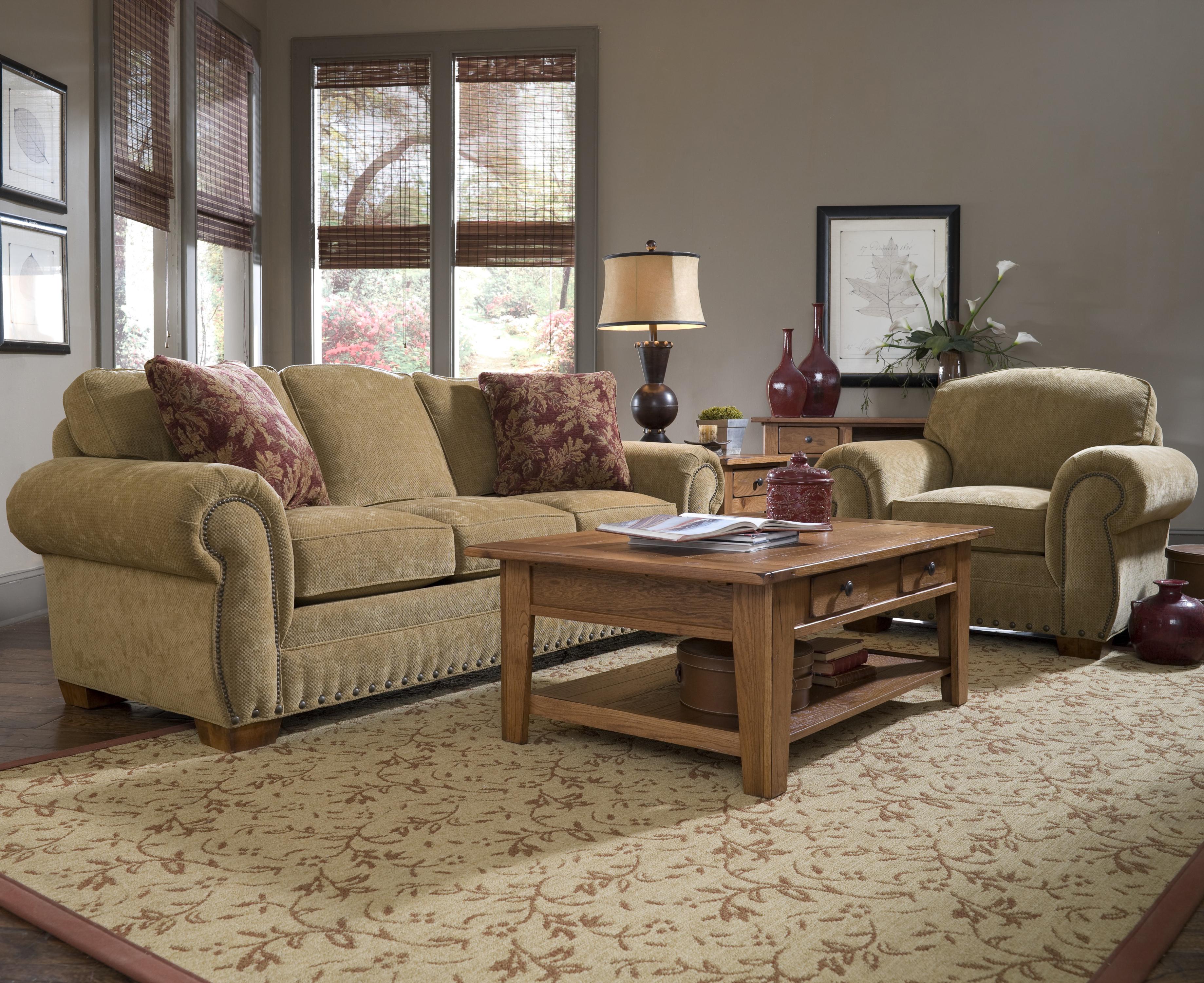 Broyhill Furniture Cambridge Casual Style Sofa With Nail Head Trim