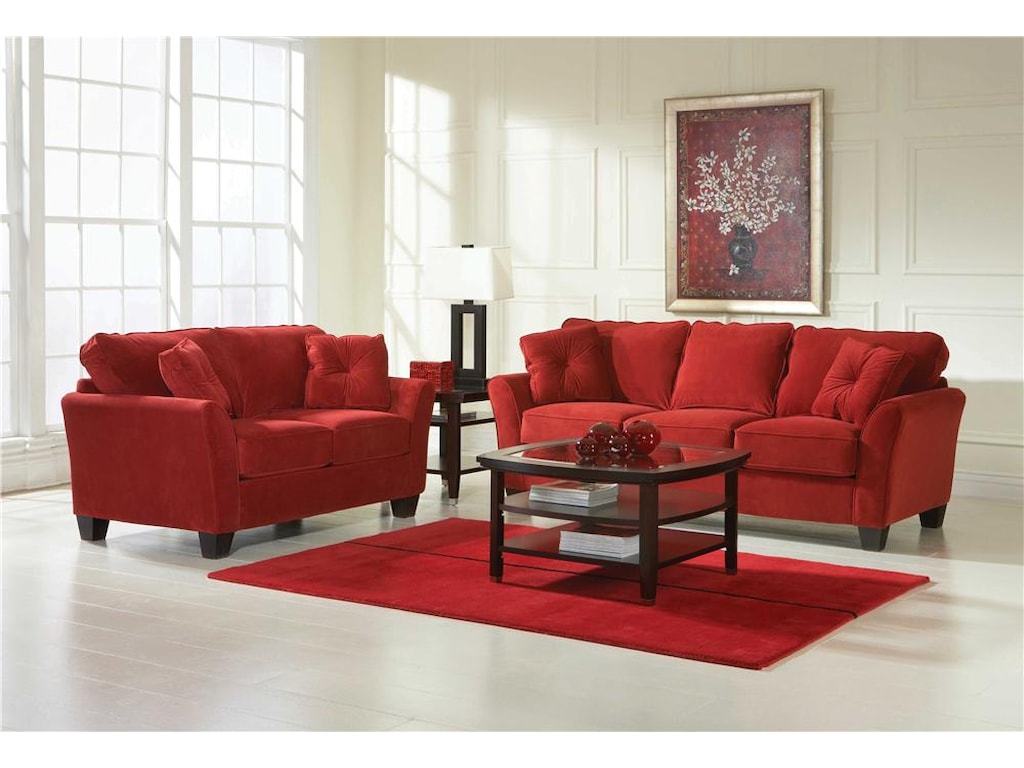 broyhill furniture maddie contemporary style loveseat with flared