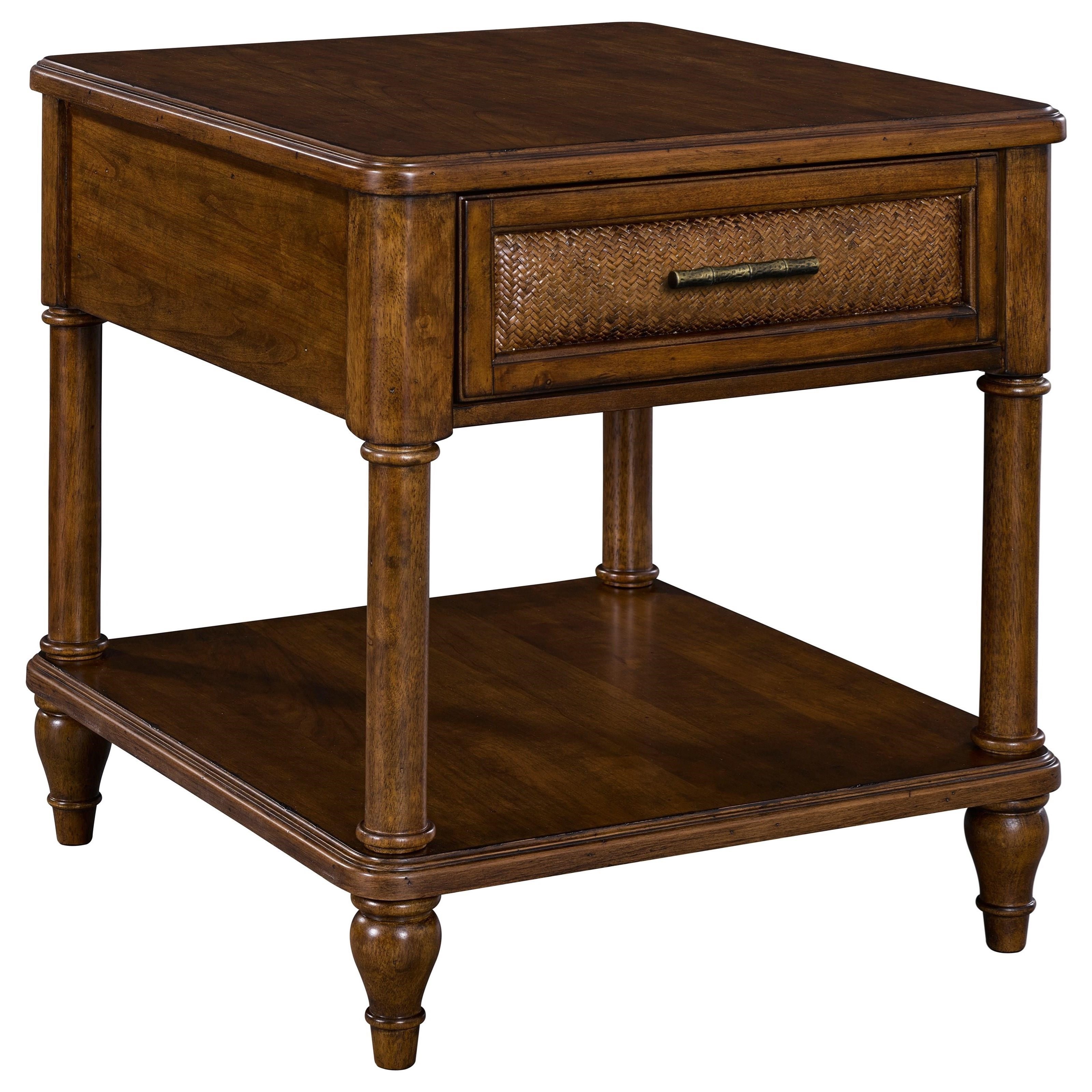 Amalie Bay 1 Drawer End Table With Padded Raffia Accents By Broyhill Furniture At Baer S Furniture