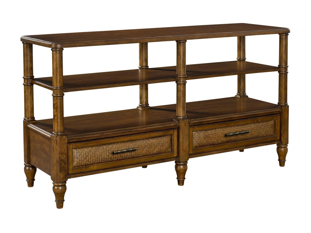 Amalie Bay Sofa Console Table With Raffia Accented Drawers By Broyhill Furniture At Baer S