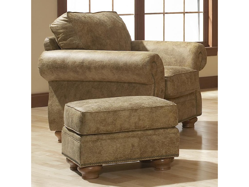 Broyhill Furniture Laramie Chair And Ottoman Set W Nail Head Trim Find Your Furniture Chair Ottoman Sets