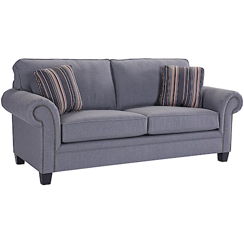 Broyhill Furniture Travis Transitional Sofa With Rolled Arms And Broyhill Furniture Travis Transitional Sofa With Rolled Arms And Nail Head Trim Accents