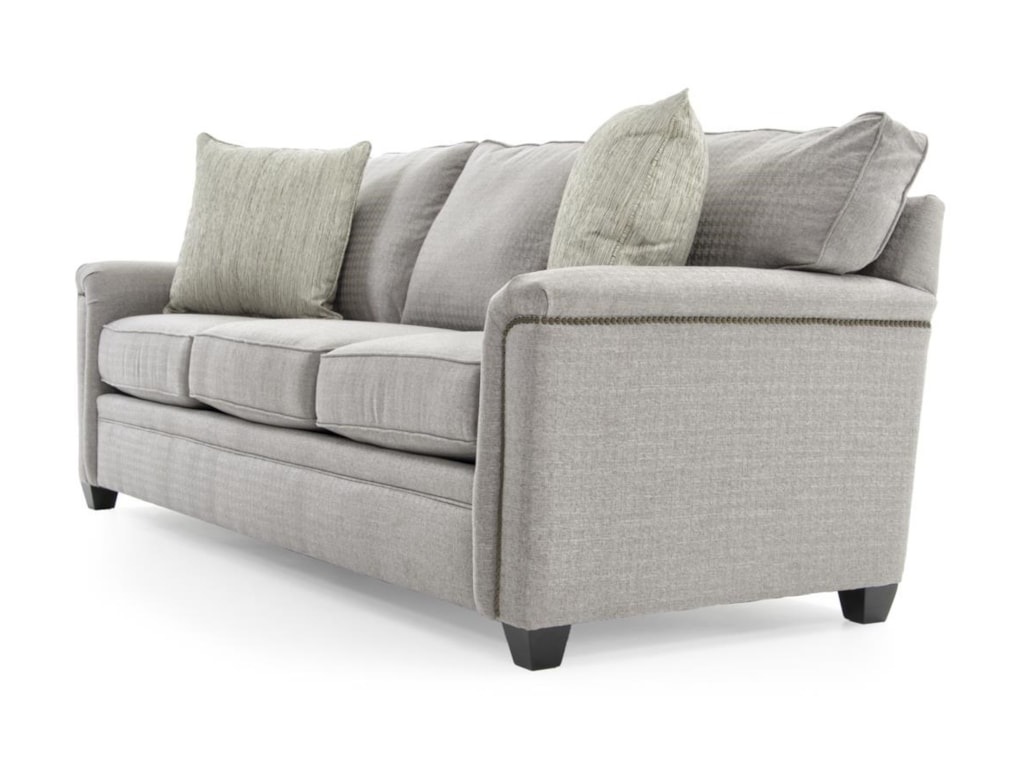 Broyhill Furniture Warren 4287 3 4697 93 Sofa With Nailhead Trim Shown In Stone Body Fabric