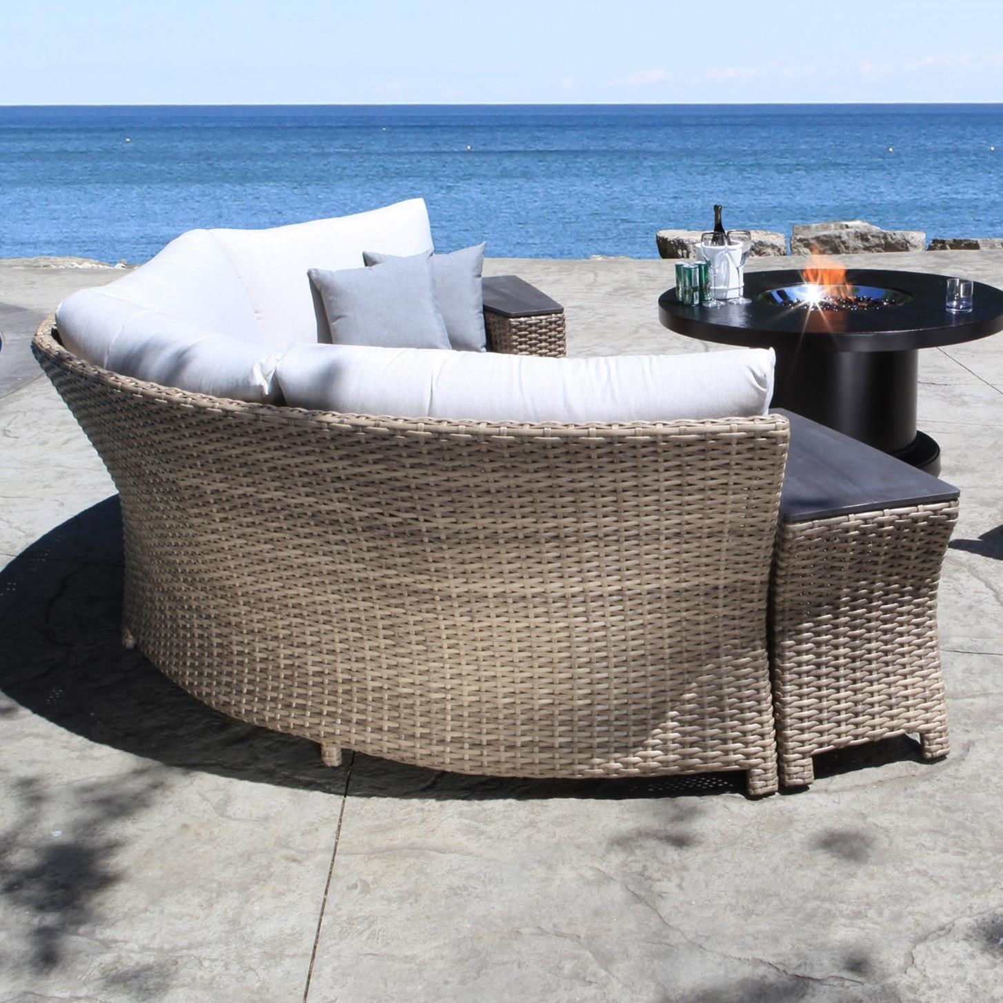 Cabana Coast Riverside Curved Sectional With Storage Wedge Tables