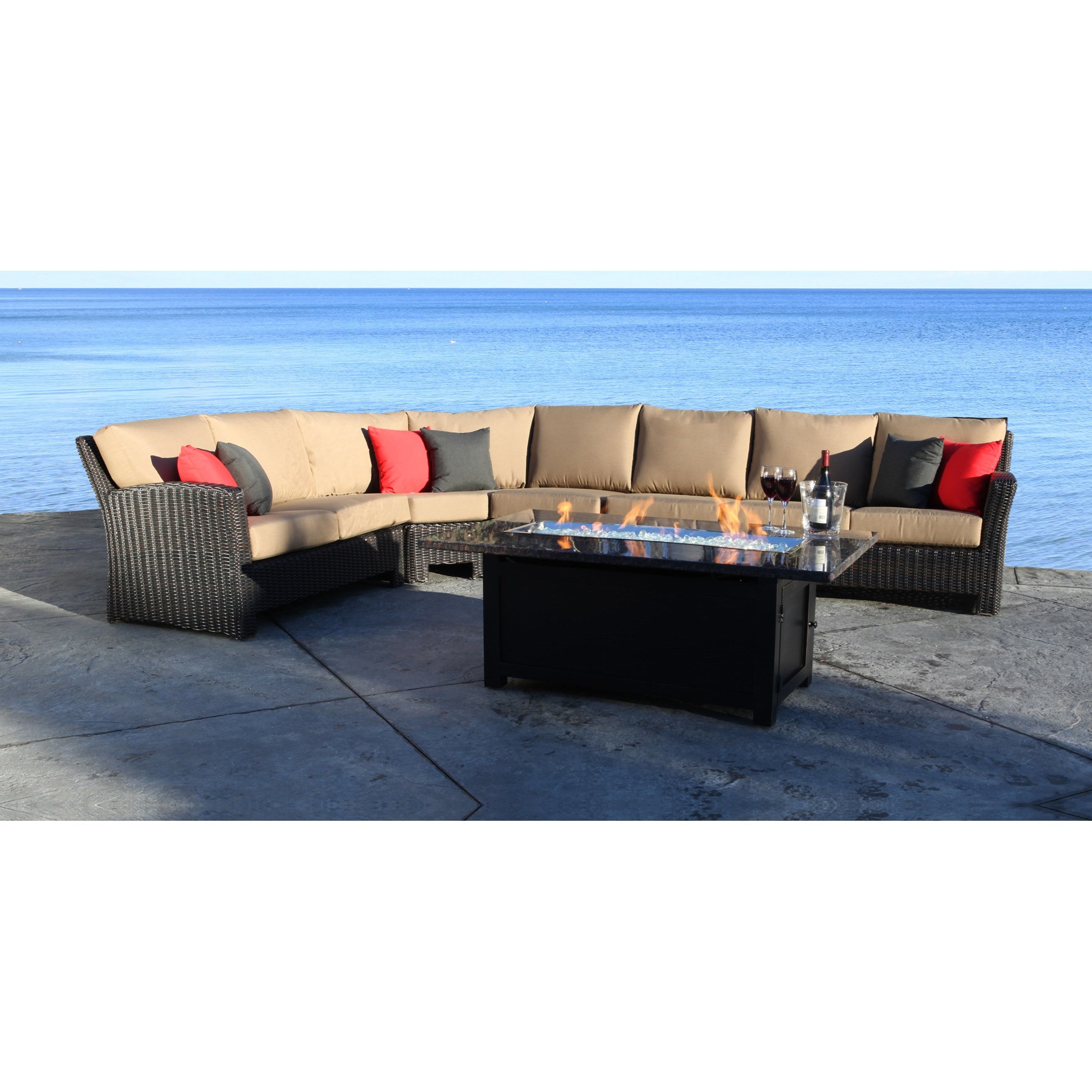 Cabana Coast Westport 5 Piece Sectional With Wicker Frame Reid S
