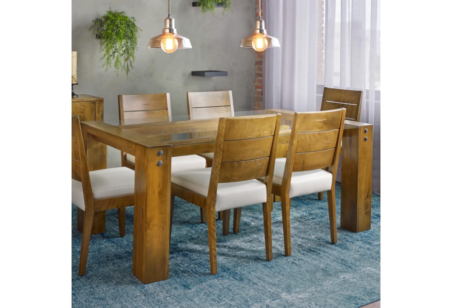Canadel Loft Custom Dining Customizable Glass Top Dining Table Becker Furniture Dining Tables