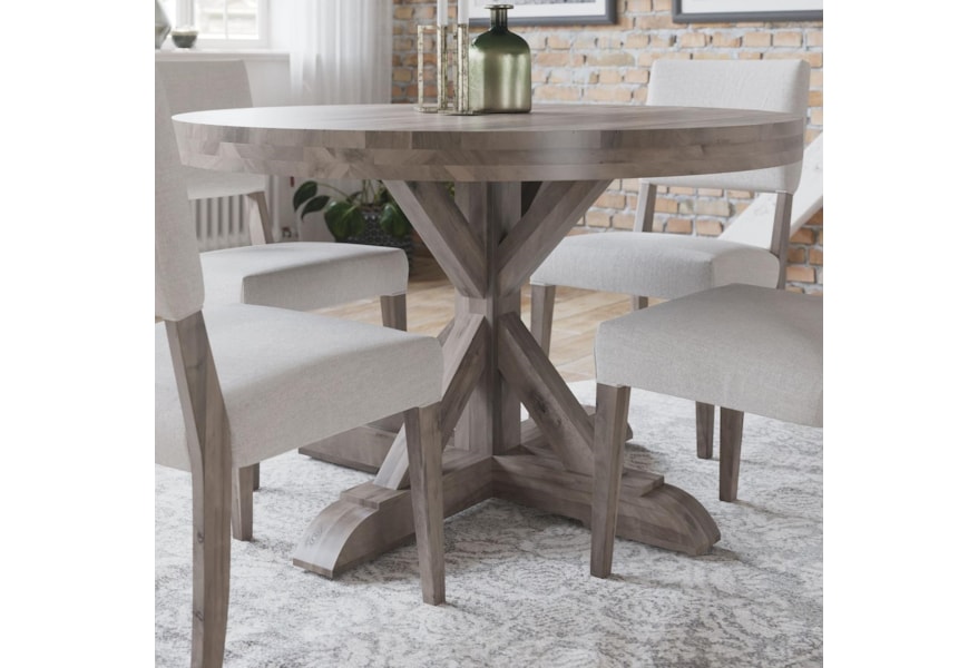 Canadel Loft Custom Dining Customizable Round Table With Trestle Base Jordan S Home Furnishings Kitchen Tables