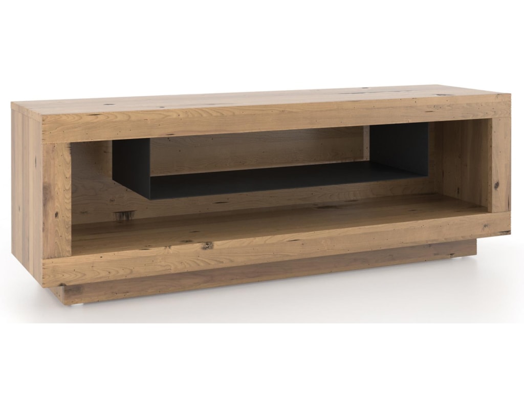 Canadel Loft Living Customizable Media Unit With Metallic Suspended Shelf Bennett S Furniture And Mattresses Tv Stands