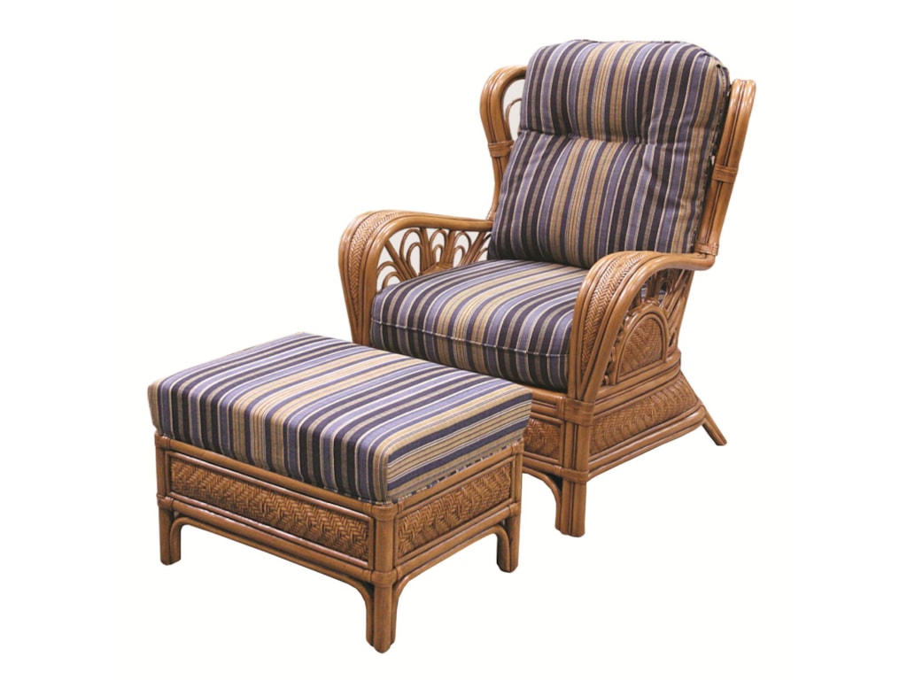 Capris Furniture 321 CollectionWicker Rattan Chair and Ottoman