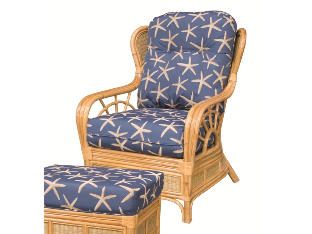 Capris Furniture 381 CollectionWicker Rattan Upholstered Chair