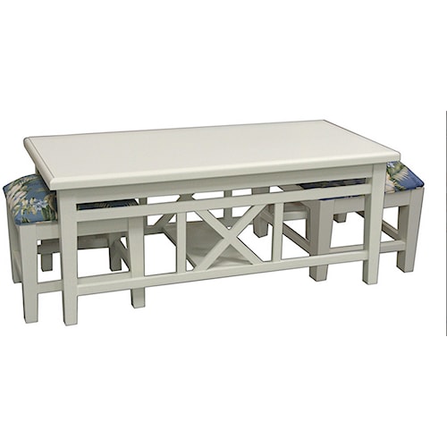 Capris Furniture 747 Hock Coffee Table With Upholstered Benches Capris Furniture 747 Hock Coffee Table With Upholstered Benches